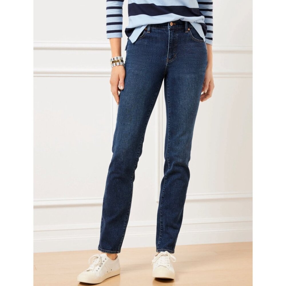 NWT TALBOTS Womens' Adelaide Dark Wash Straight Leg Jeans Sz 14 Petite